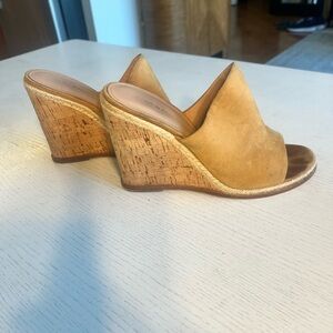 Sigerson Morrison Lightweight Sunset Yellow Leather Cork Wedges